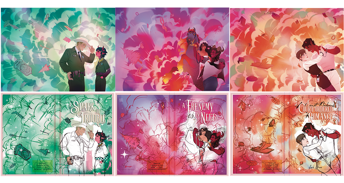 Book Covers and sketches for the Merry Mischief Companion novels. Part of the "A Winter Bliss Romance" Series